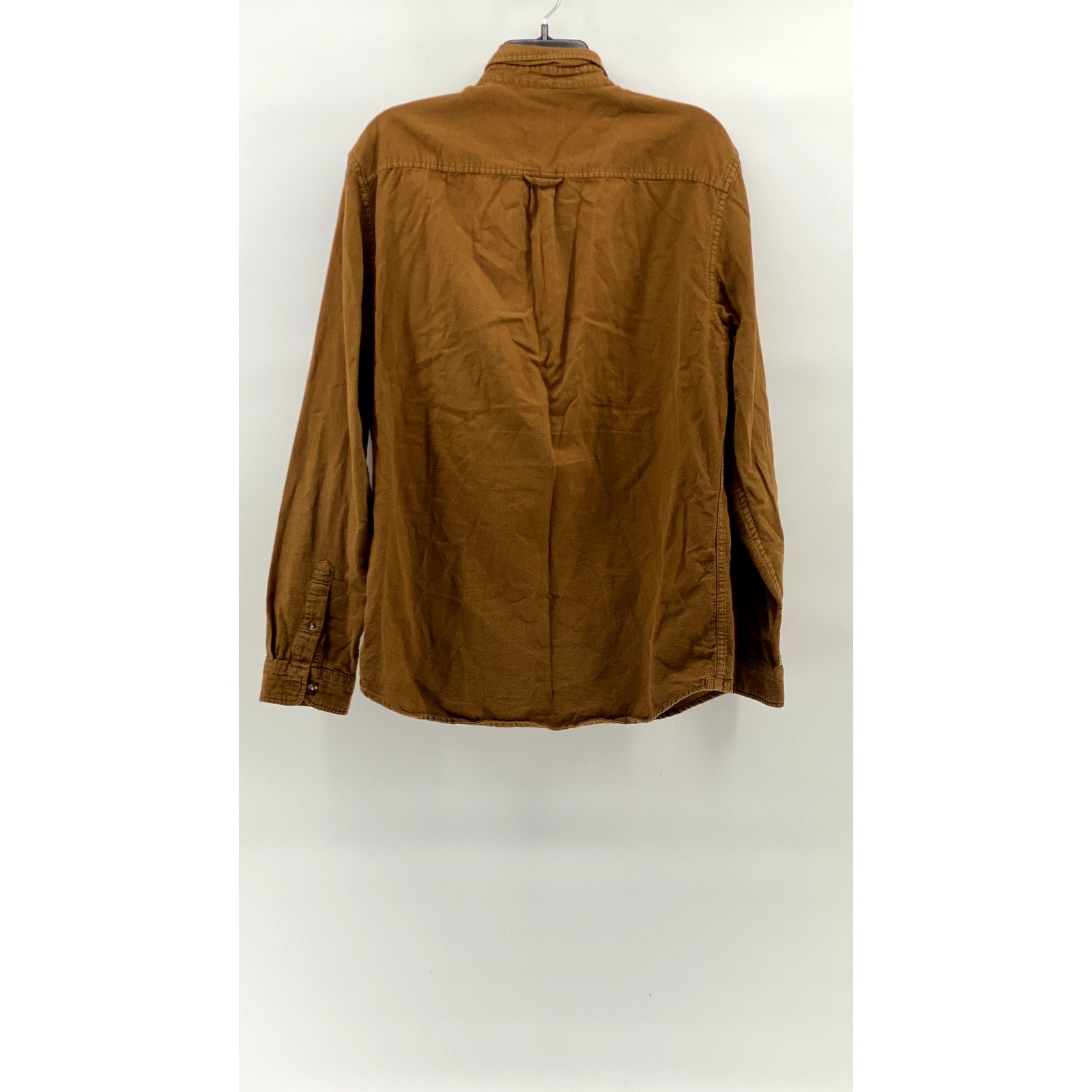 FRANK AND OAK Men's Brown Textured Regular-Fit Button-Up Long Sleeve Shirt SZ L