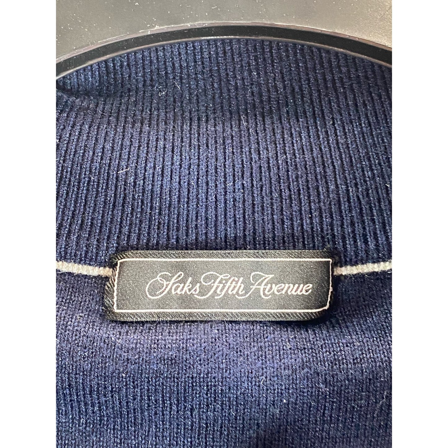 SAKS FIFTH AVENUE Men's Navy Quarter-Zip Pullover Sweater SZ L