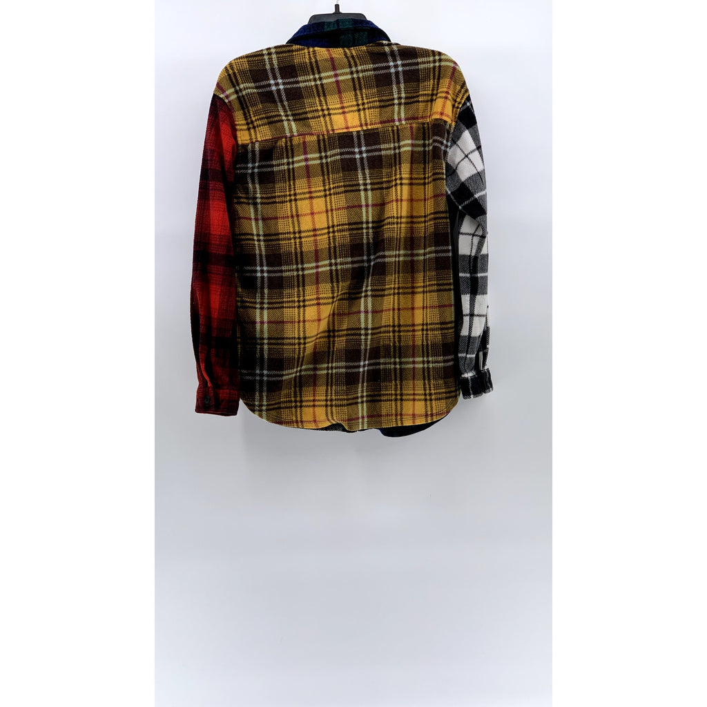 JUST POLLY New York Women’s Multi-Color Flannel Plaid Button-Up Shirt SZ L