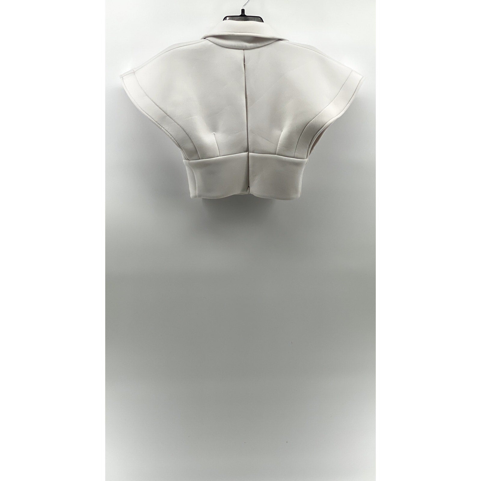 UNBRANDED Women's White Solid High Collar Button-Up Cropped Vest Top SZ S