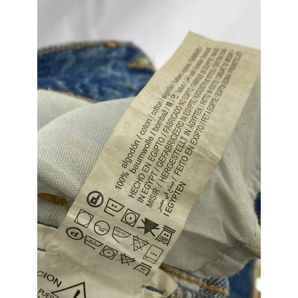 PULL&BEAR Women's Dark Blue Distressed Denim Mini Skirt SZ 0