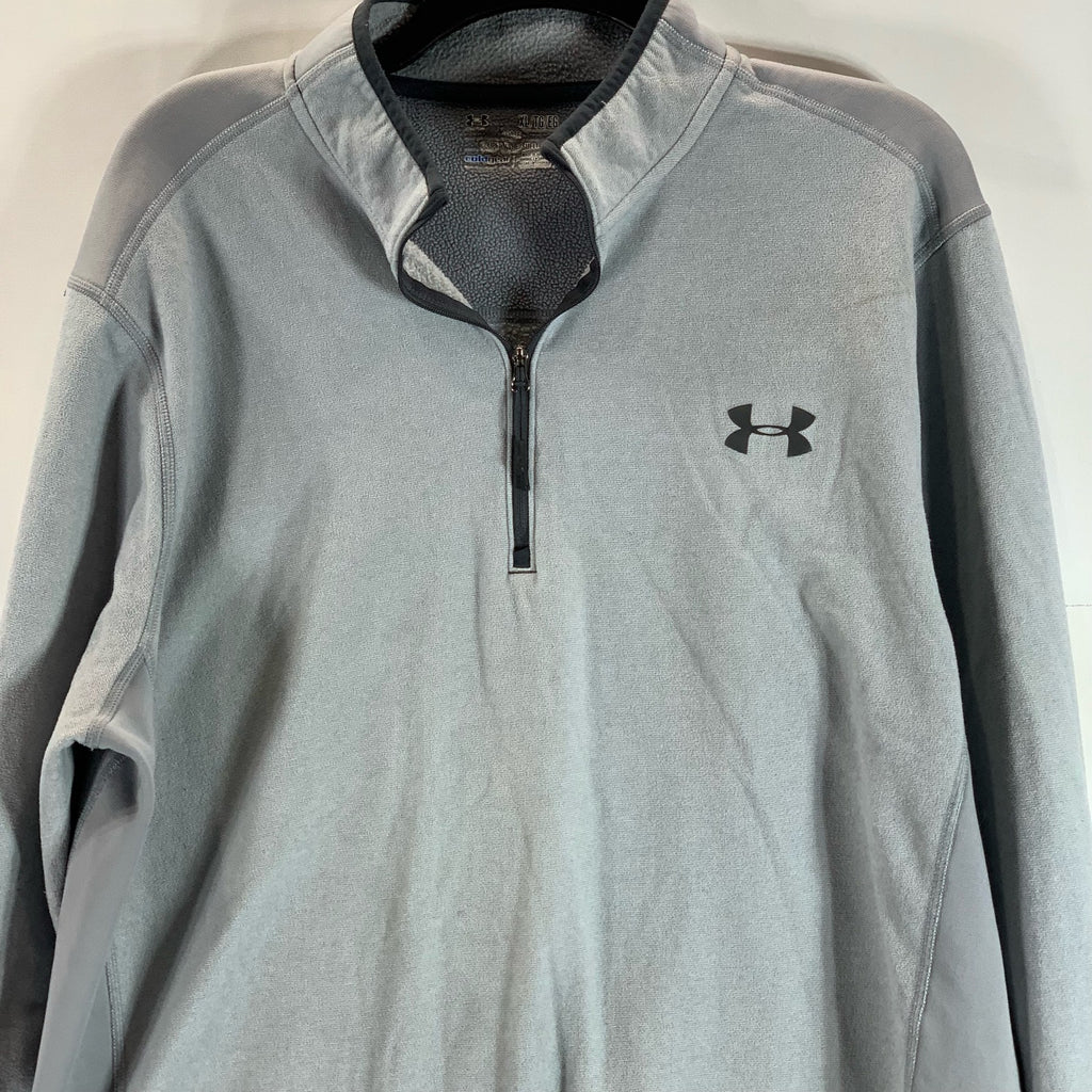 UNDER ARMOUR Men's Gray/Black Steel Goldgear Quarter-Zip Fleece Loose Sweater XL