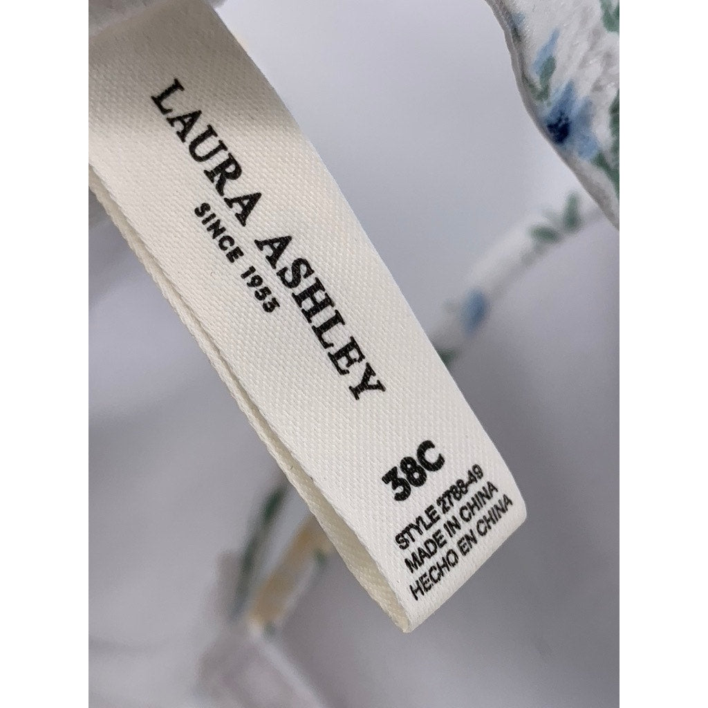 LAURA ASHLEY Women's White Floral Full Coverage Bra SZ 38C