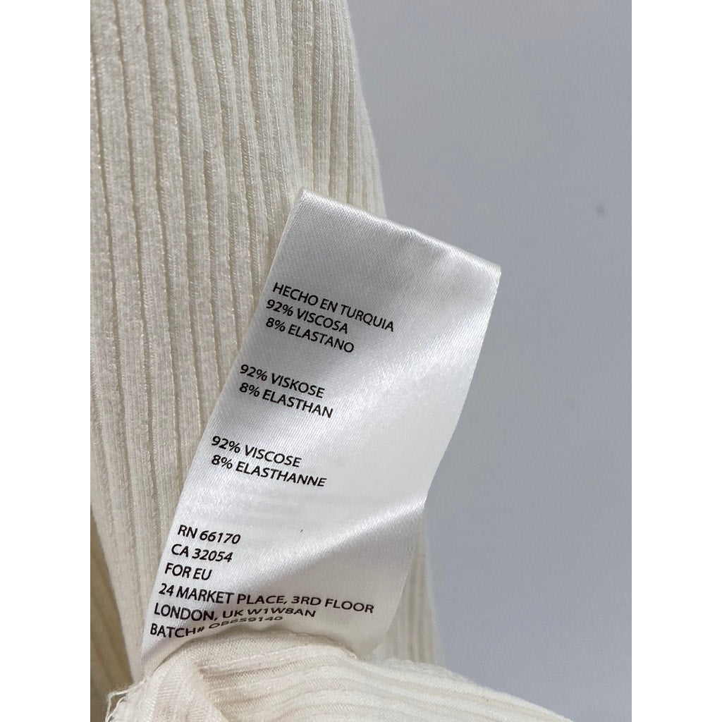 SILENCE+NOISE Women's Off-White Scoop-Neck Ribbed Racerback Midi Dress SZ XS