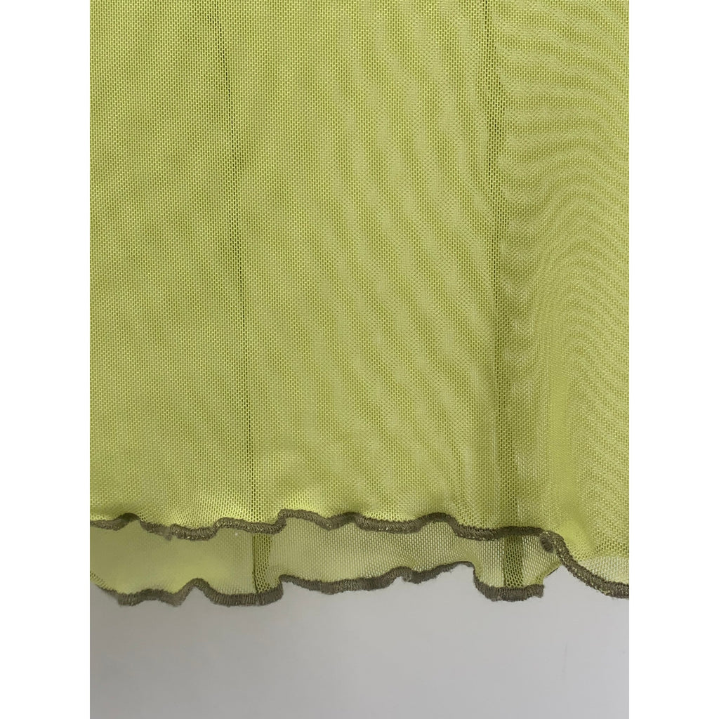 DIVIDED By H&M Women’s Green Lettuce Edge Stripe Crewneck Mesh Crop Top SZ S