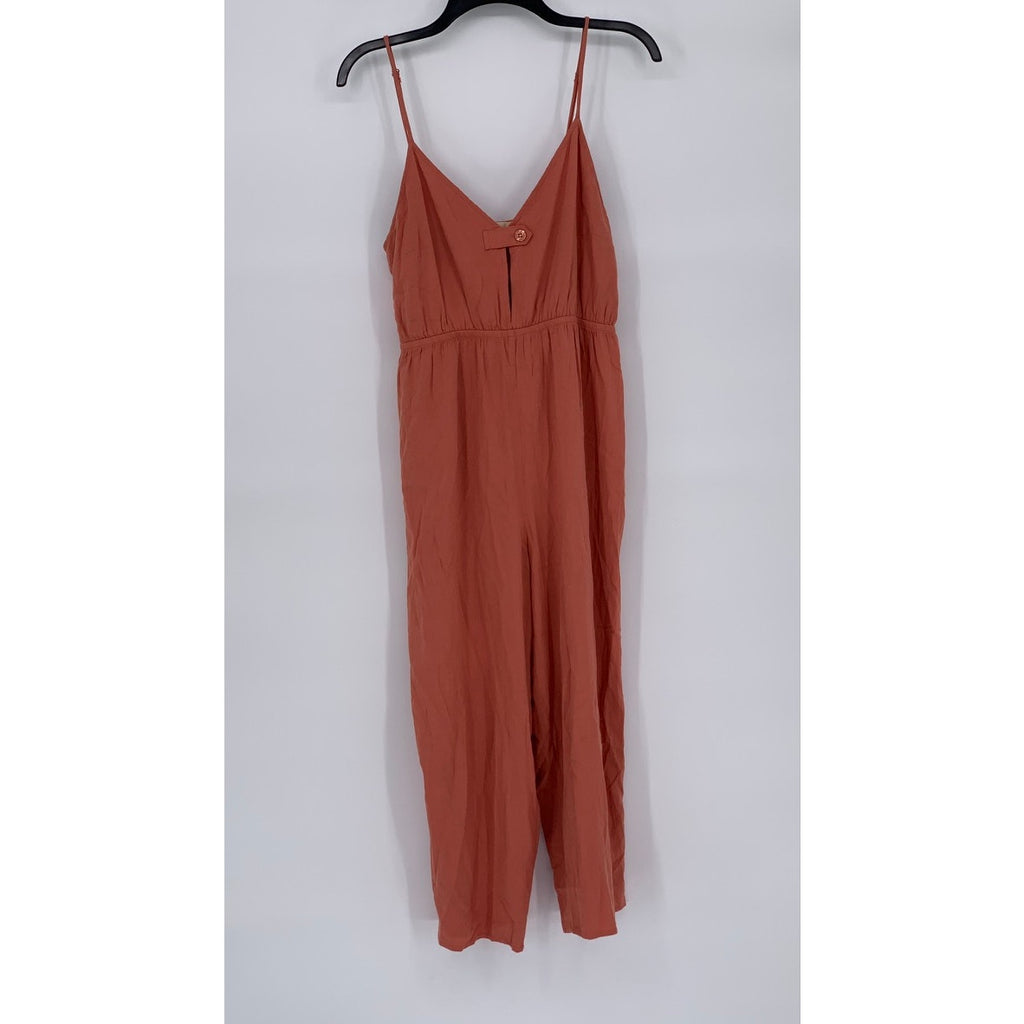 ROKOKO Women’s Dusty Rose Keyhole V-Neck Spaghetti Strap Jumpsuit SZ M