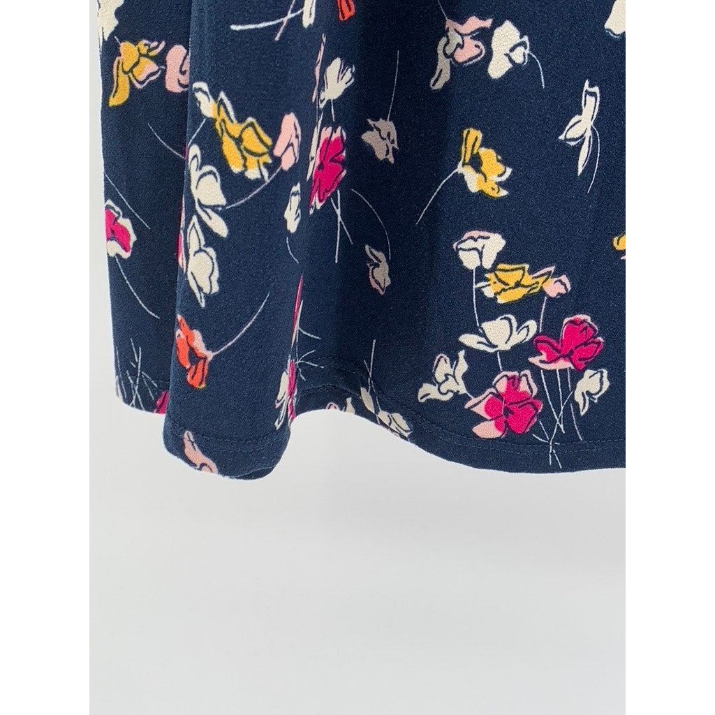 TERRA & SKY Women's Plus Navy Floral A-Line Maxi Skirt SZ 0X