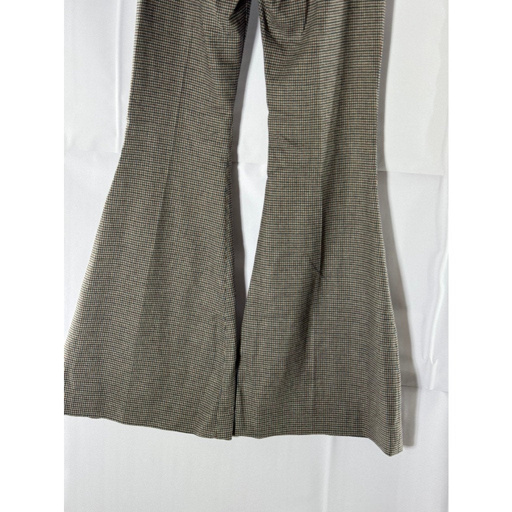 JACOB COHEN Women's Brown Houndstooth Debbie Super Flare Trousers SZ 26