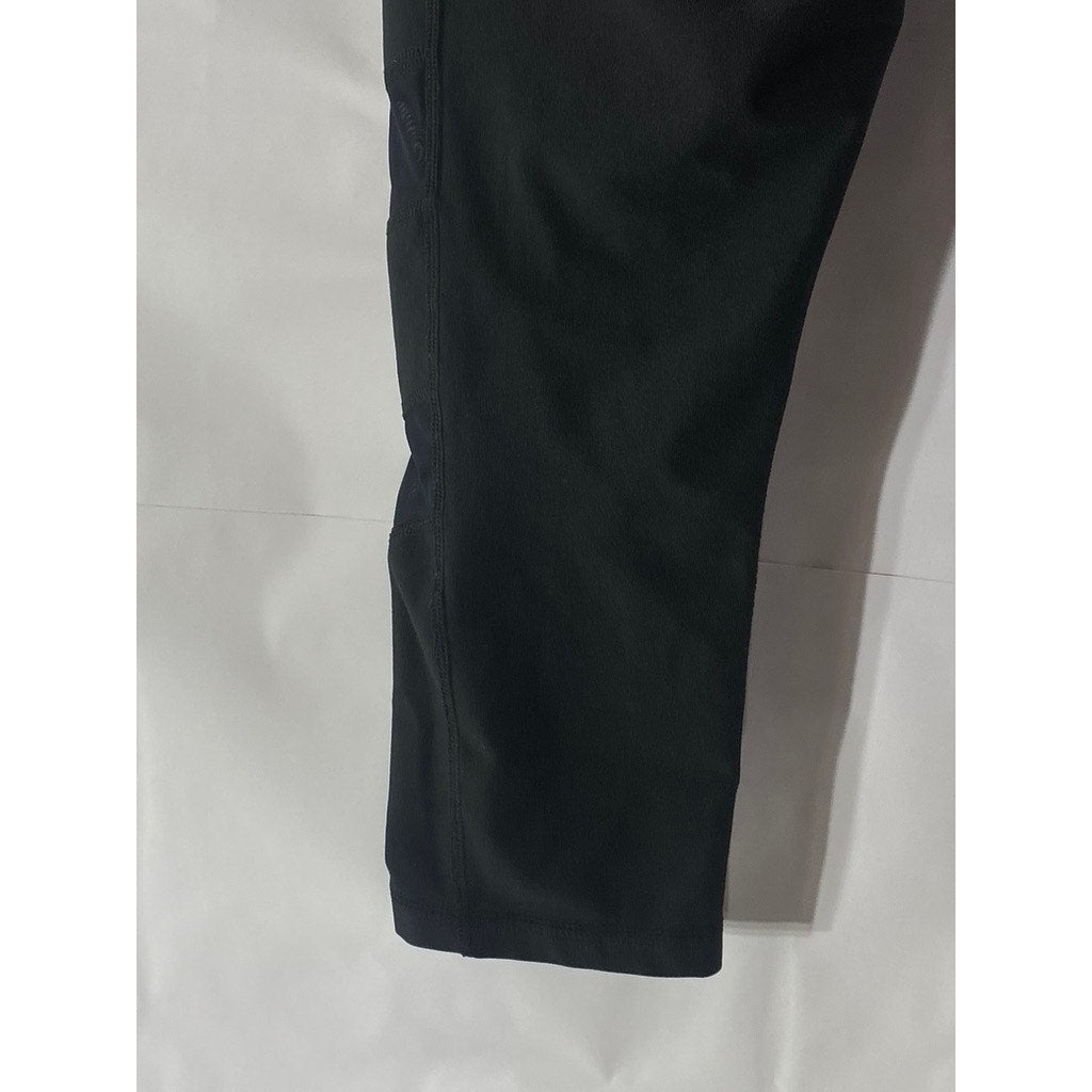 90 DEGREES BY REFLEX Women's Black Mesh High-Rise Cropped Leggings SZ L