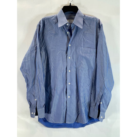 BRIONI FOR NEIMAN MARCUS Men's Blue Button-Up Long Sleeve Shirt SZ S