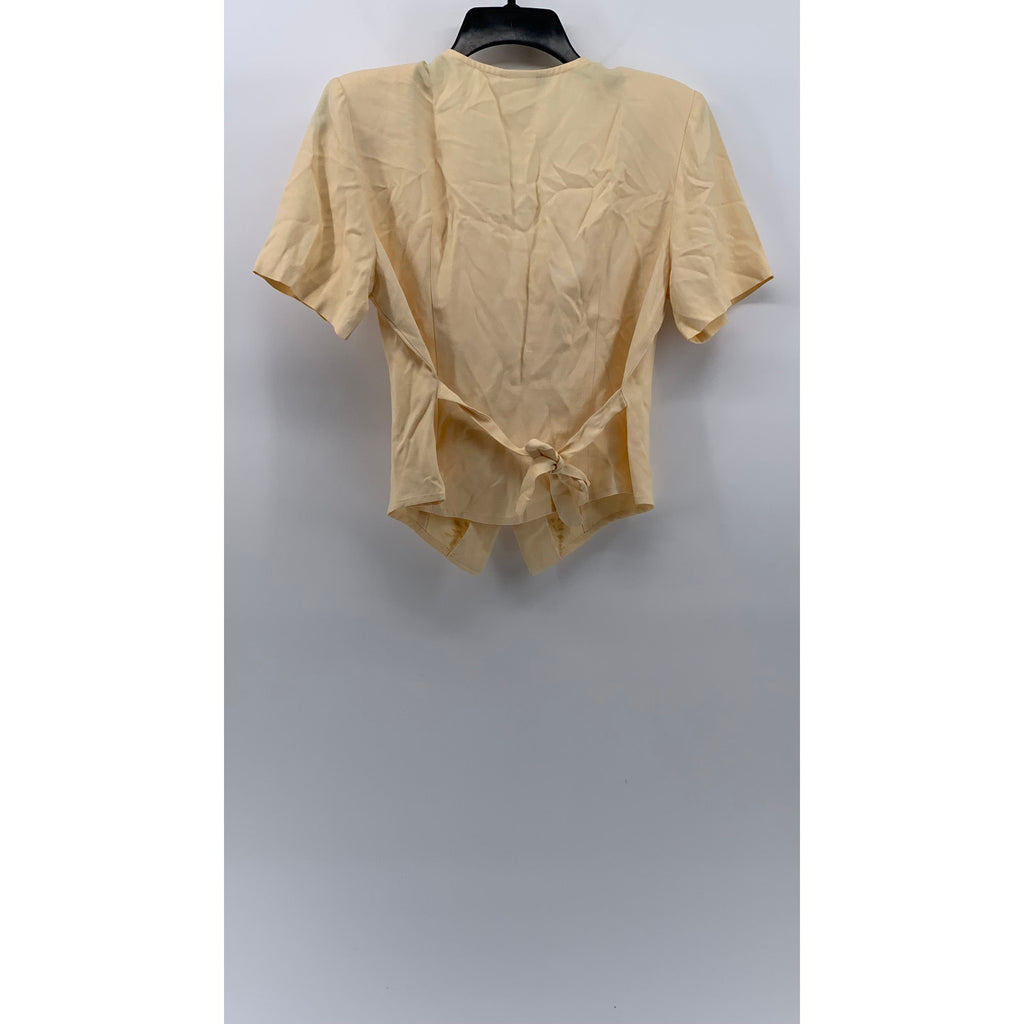 PETITE SOPHISTICATE Women's Yellow Vintage Button-Up Short Sleeve Top SZ 6P