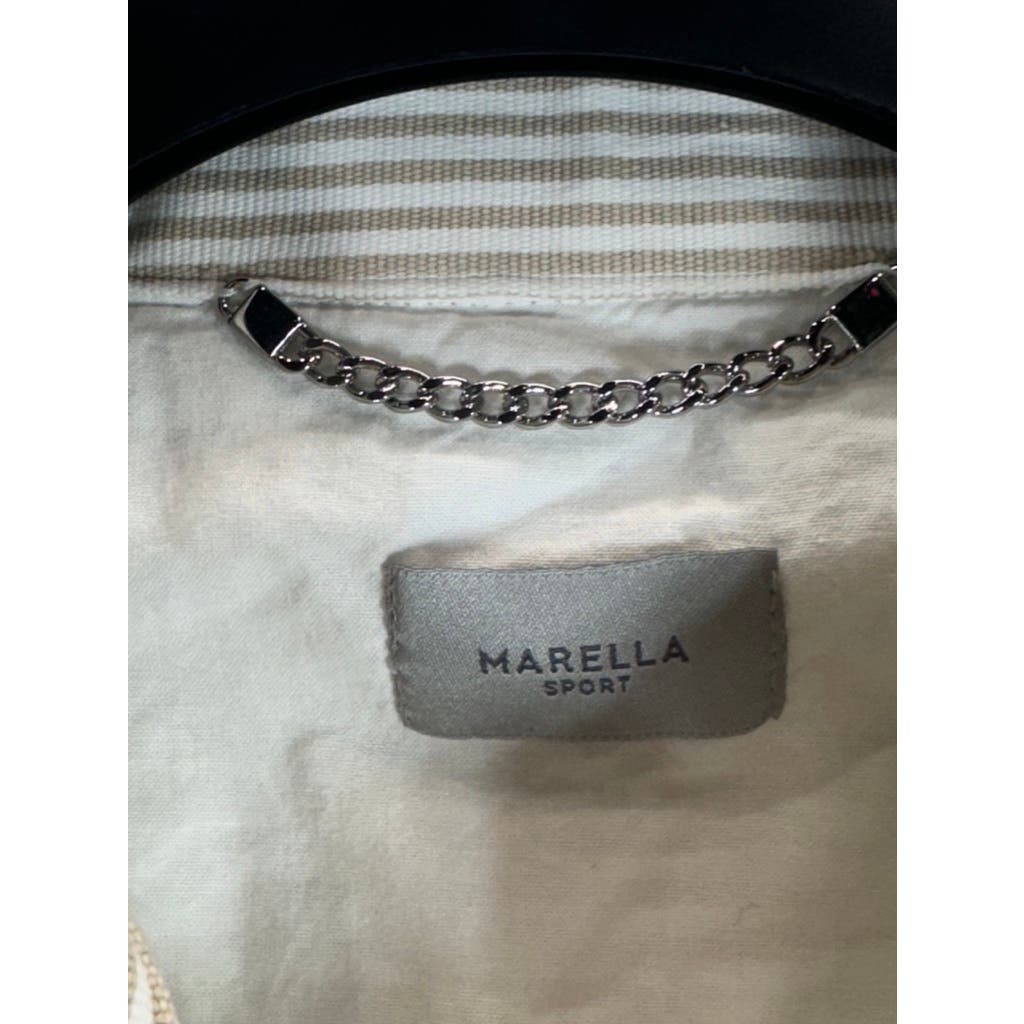 MARELLA SPORT Women's Button Down Striped Tan/White Shirt Jacket SZ 10 US