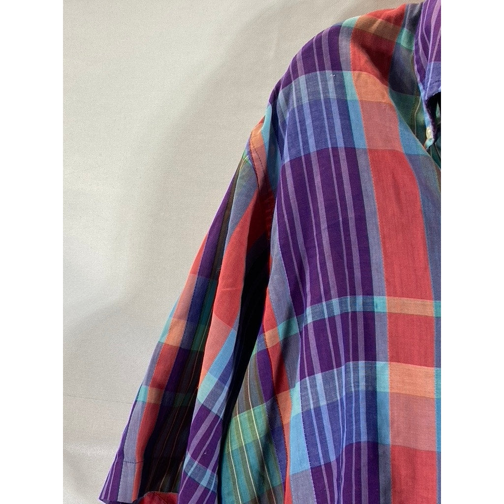 NOR'EASTER PLAID Men's Multicolor Vintage Plaid Short Sleeve Button-Up Shirt SZM