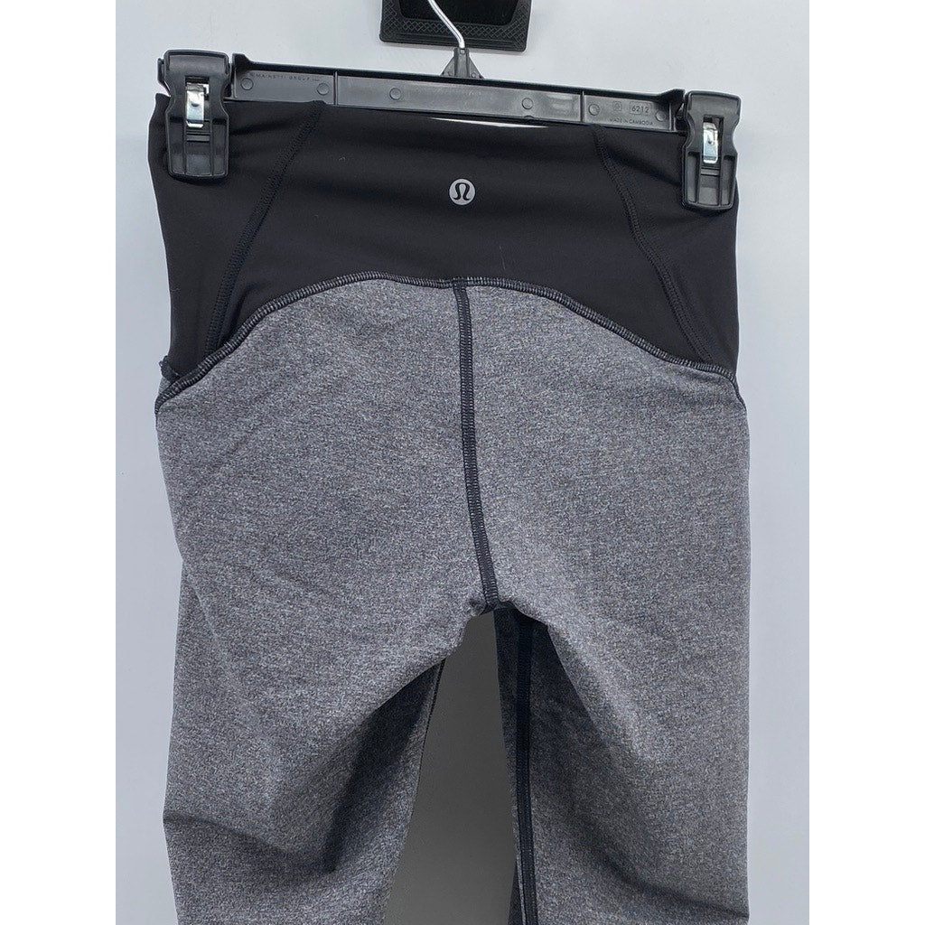 LULULEMON Women's Heather Gray-Black Train Times Mesh Cropped Leggings SZ 4