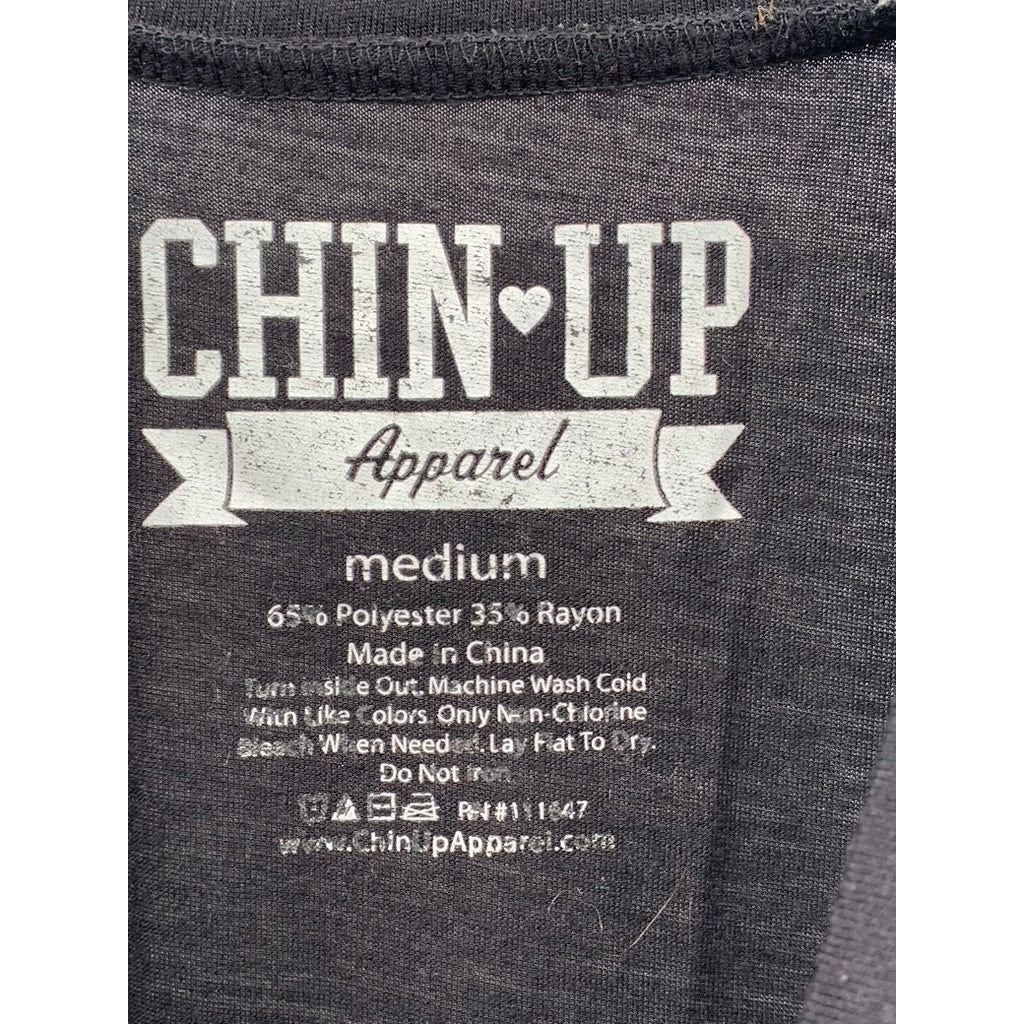 CHIN UP Apparel Women's Black-White No Regrets Just Results Tank Top SZ M