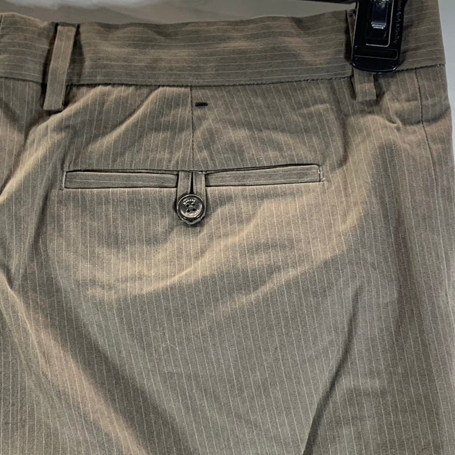 BANANA REPUBLIC Men's Brown Pinstripe Slim-Fit Non-Iron Flat Front Pant SZ 36X30