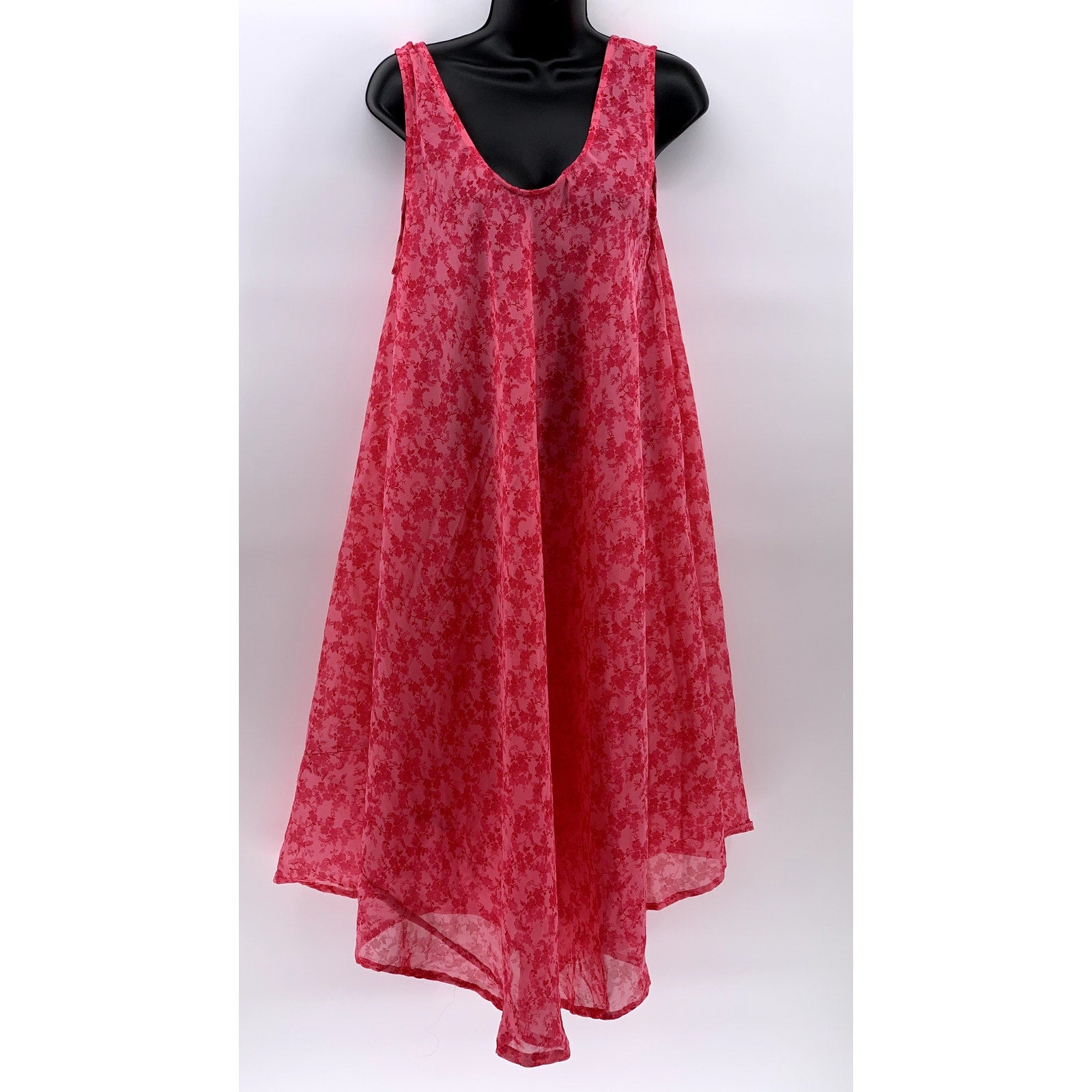 UNBRANDED Women's Pink Floral Lace V-Neck Sleeveless Lightweight Dress SZ OS