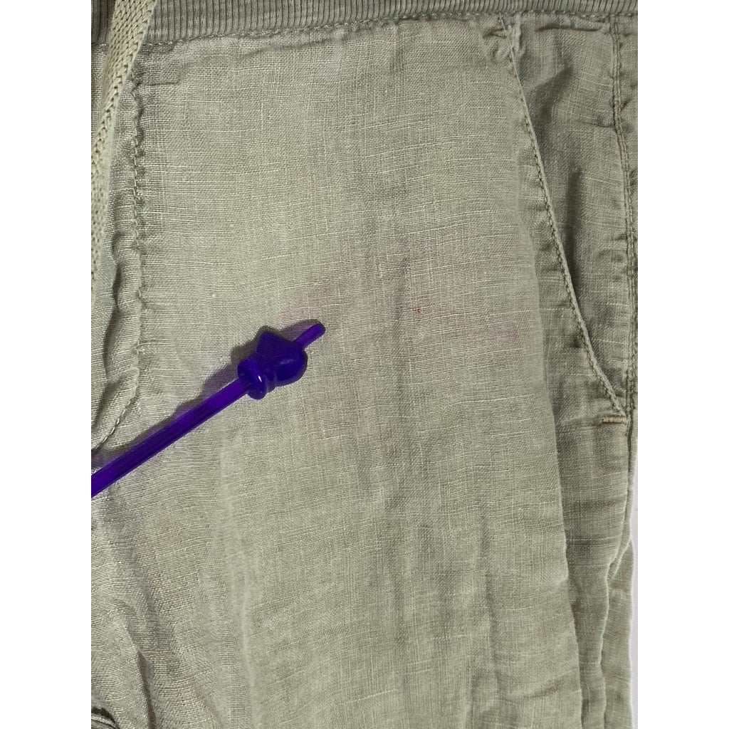 JAMES PERSE Standard Women's Light Gray Lightweight Linen Straight-Leg Pant SZ 1