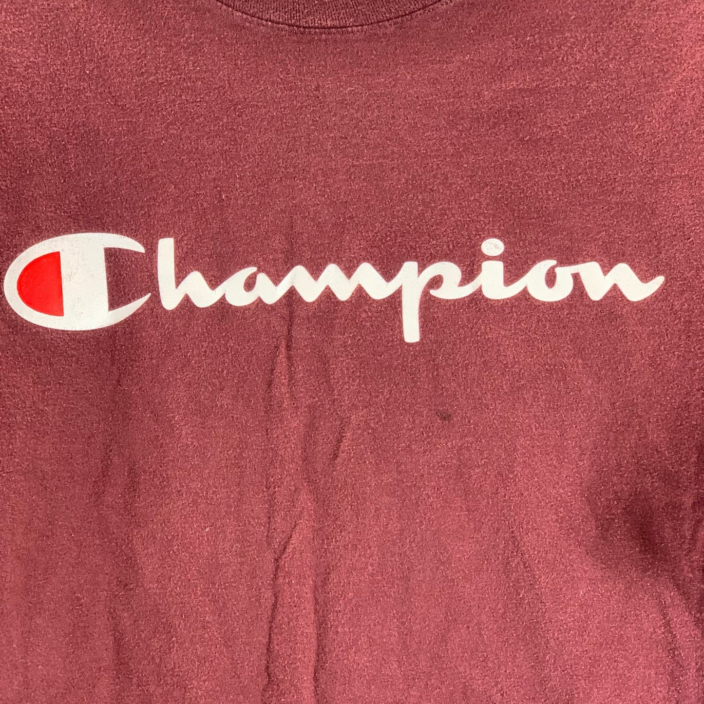 CHAMPION Men's Burgundy Script Logo Crewneck Regular-Fit T-Shirt SZ XL