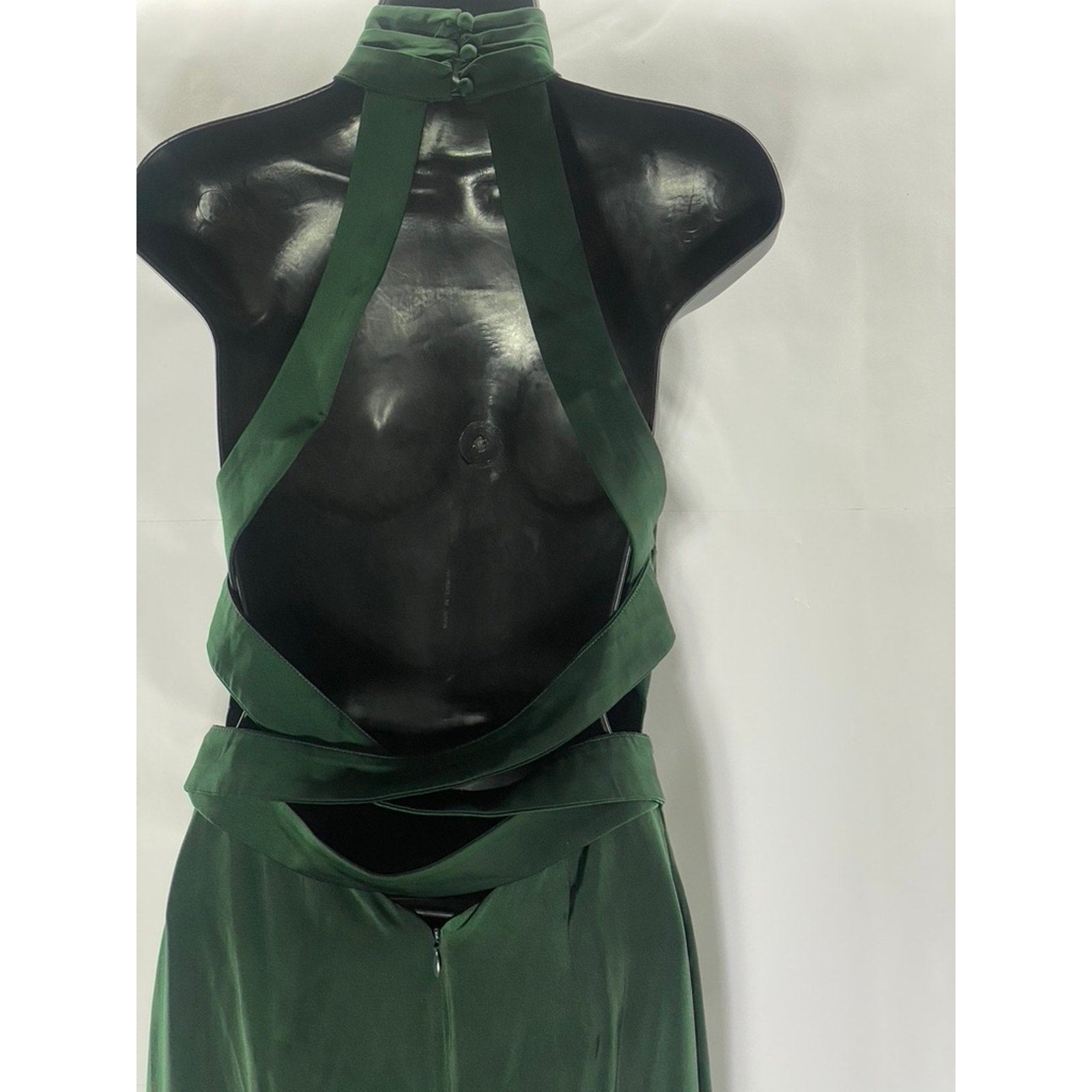 NBD Women's Dark Green Everett Open-Back Side Slit Halter Maxi Dress SZ XS