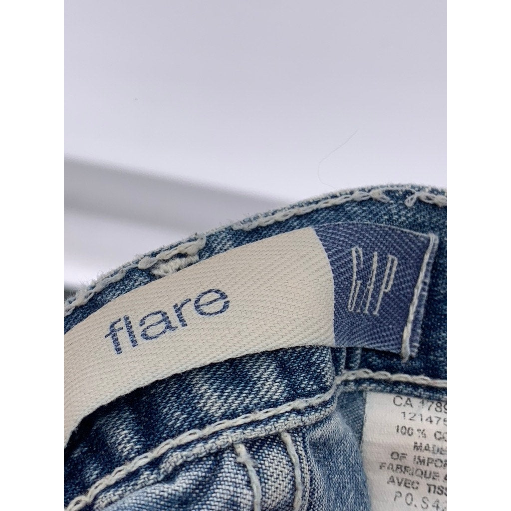 GAP Women's Blue Denim Flare Leg Cargo Jeans SZ 1