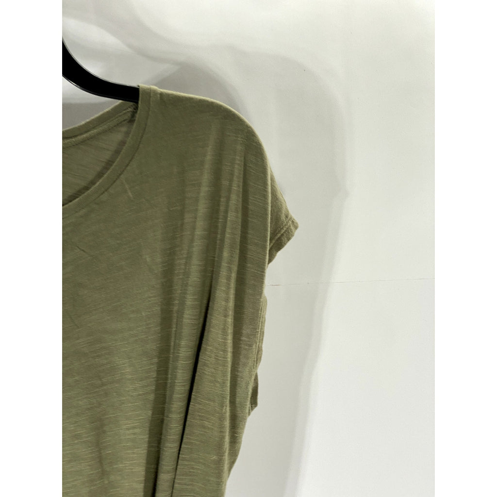 VELVET BY GRAHAM & SPENCER Women's Gray Crewneck Cotton Slub Tie-Waist Dress SZM