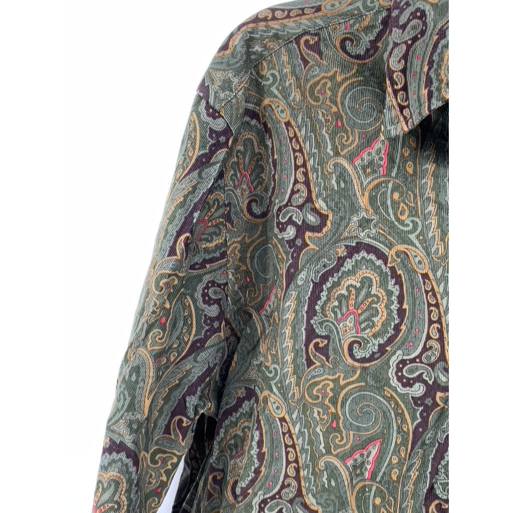 AUSTIN REED Vintage Paisley Pattern Bespoke Fit Button-up Shirt SZ M