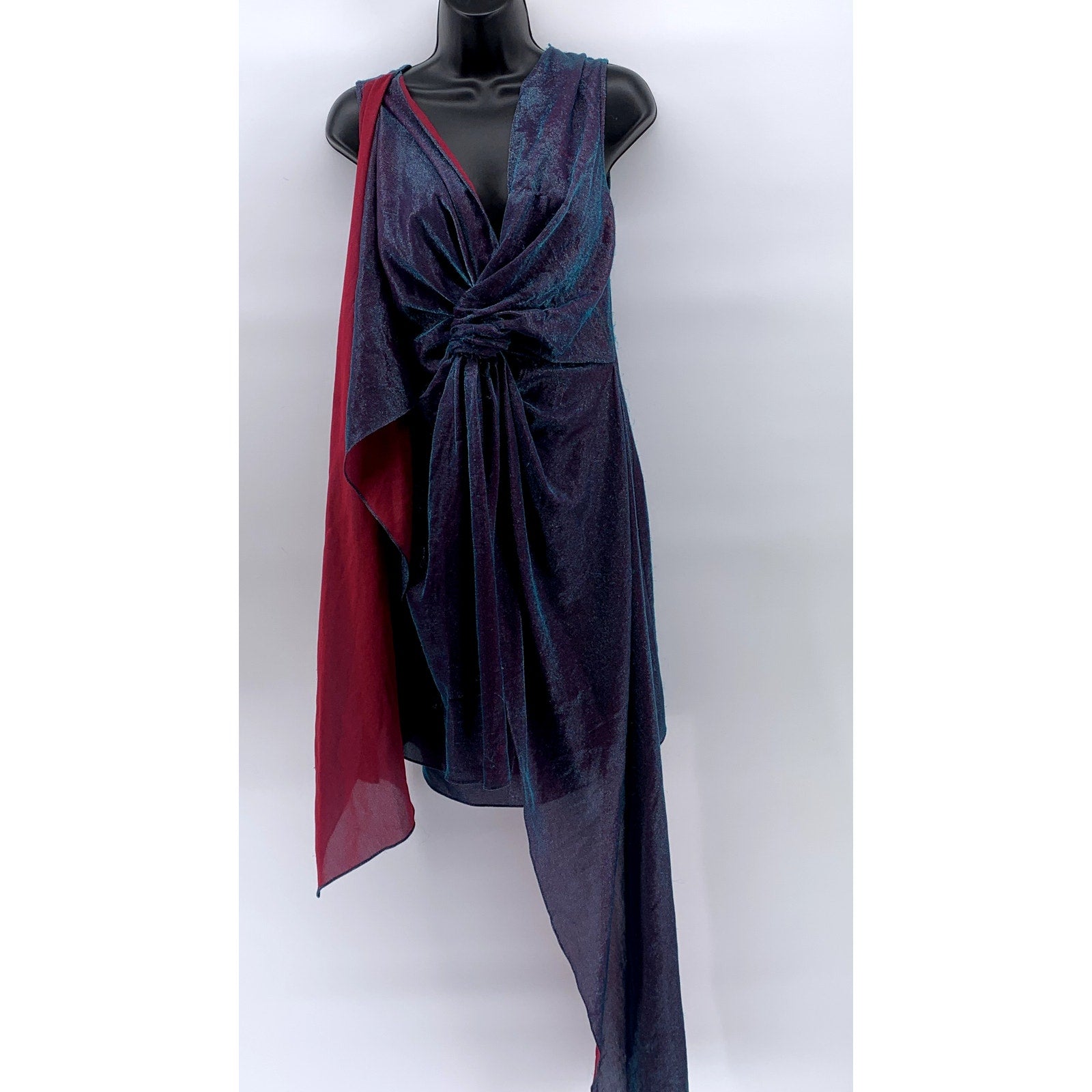 SIES MARJAN Women's Purple-Pink Iridescent Sheer Twist-Front Mini Dress SZ S