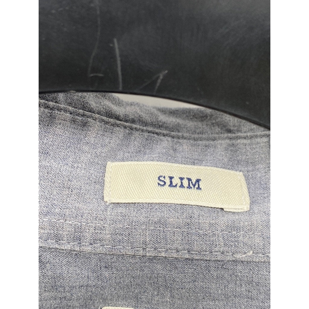 J.CREW Men's Gray Organic Cotton Slim-Fit Button-Up Long Sleeve Shirt SZ M