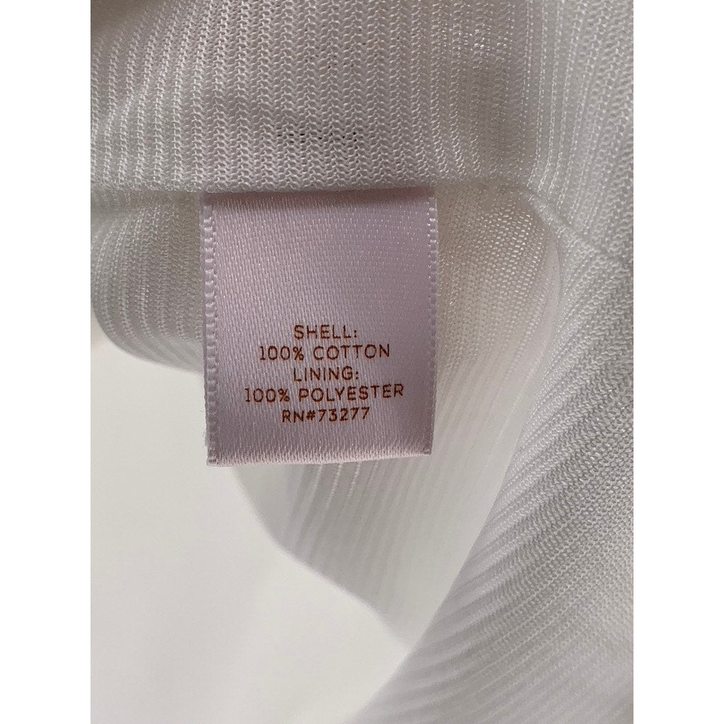 LAUREN CONRAD Women's White Solid Cotton Pleated Short Sleeve Top SZ XL