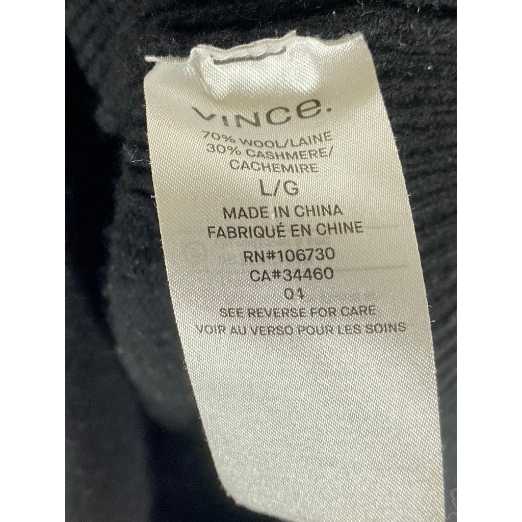 VINCE. Women's Black Solid Wool-Cashmere Boatneck Pullover Sweater SZ L