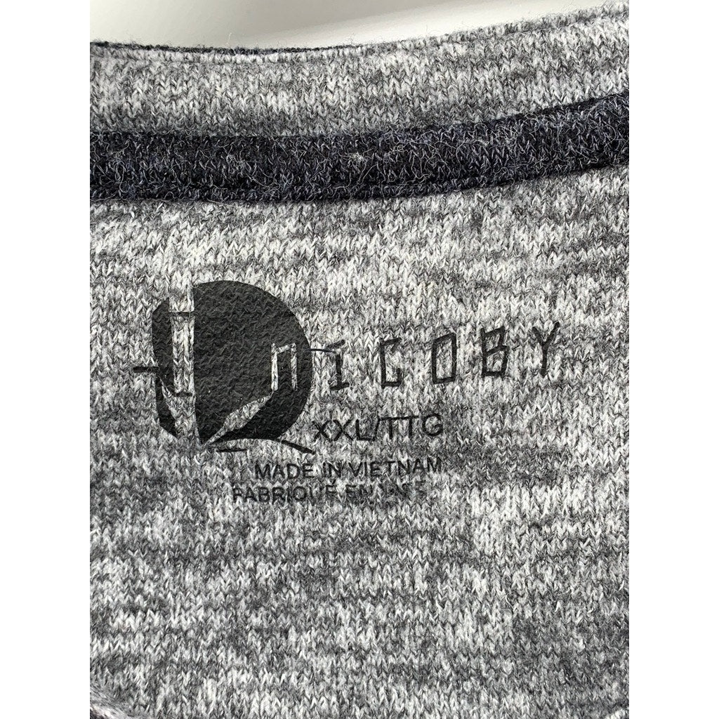 NICOBY Men's Navy Heather Long Sleeve Henley Shirt SZ XXL