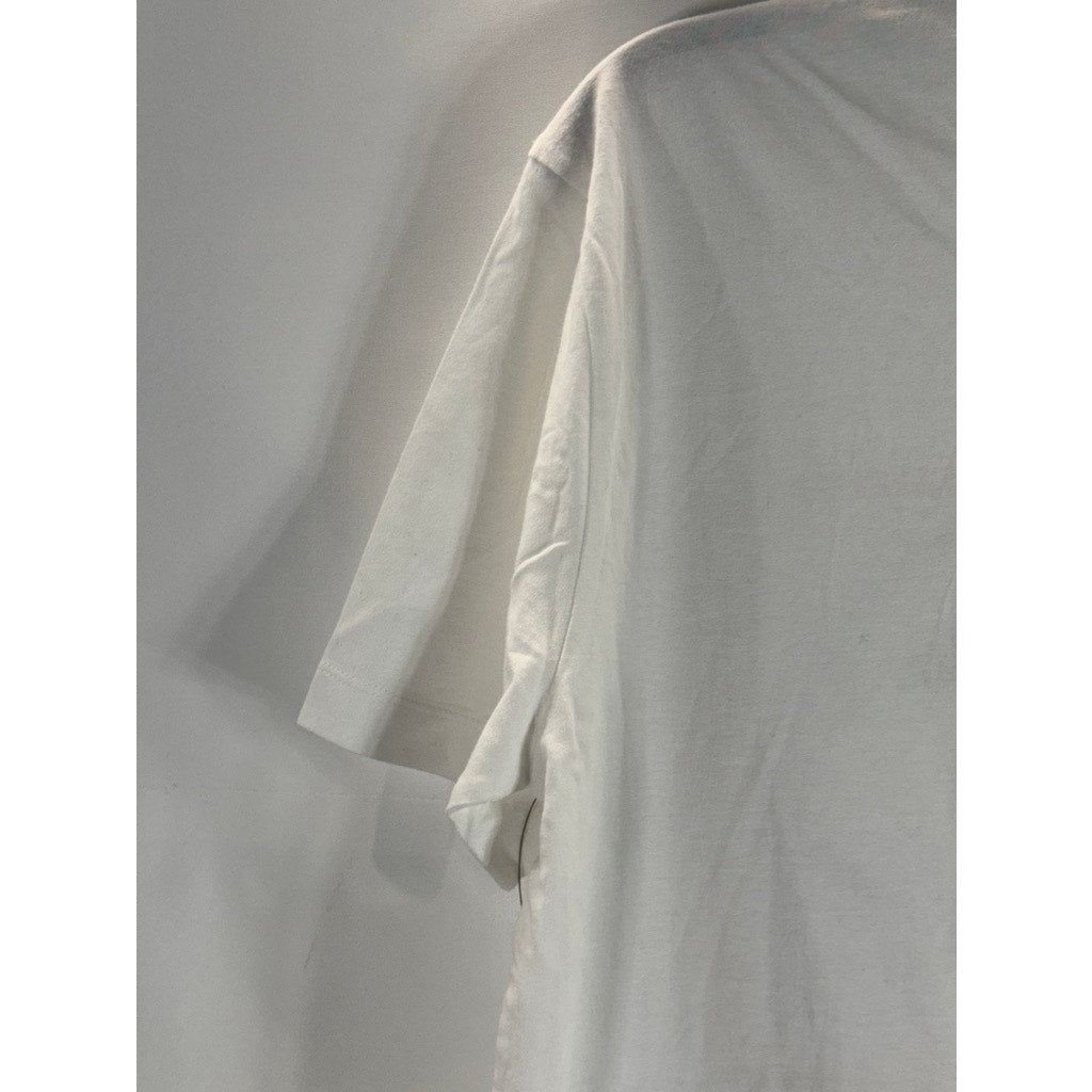 TRUE RELIGION Men's White/Orange Graphic Crewneck Short Sleeve T-Shirt SZ M