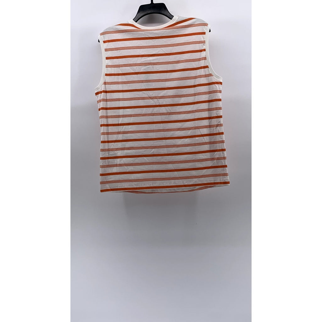 WOOD WOOD Women's White-Orange Crewneck Lydia Striped Sleeveless Top SZ XS