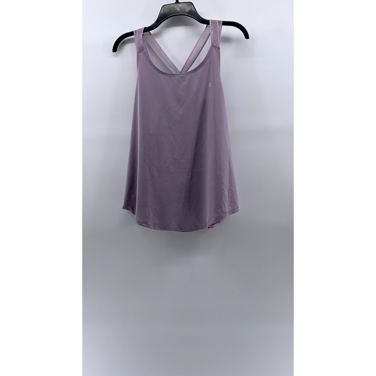 UNDER ARMOUR Women's Lilac Scoop-Neck Mesh Cross-Strap Loose-Fit Tank Top SZ L