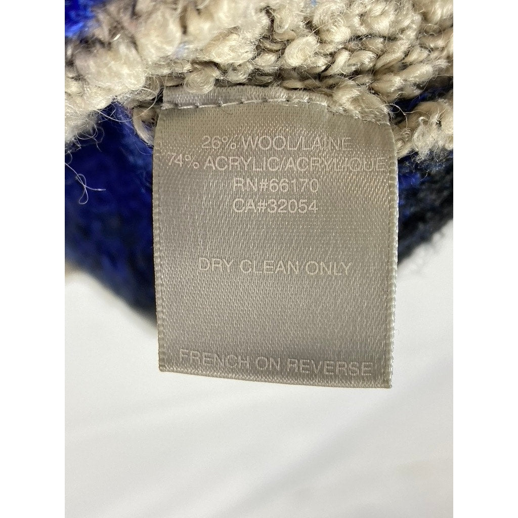 SPARKLE & FADE Women's Blue/Tan Striped V-Neck Long Sleeve Pullover Sweater SZ L