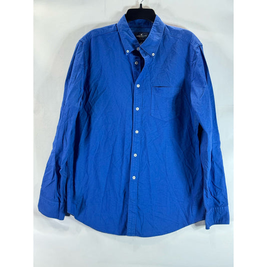 AMERICAN EAGLE OUTFITTERS Men's Tall Dark Blue Classic-Fit Button-Up Shirt SZ LT