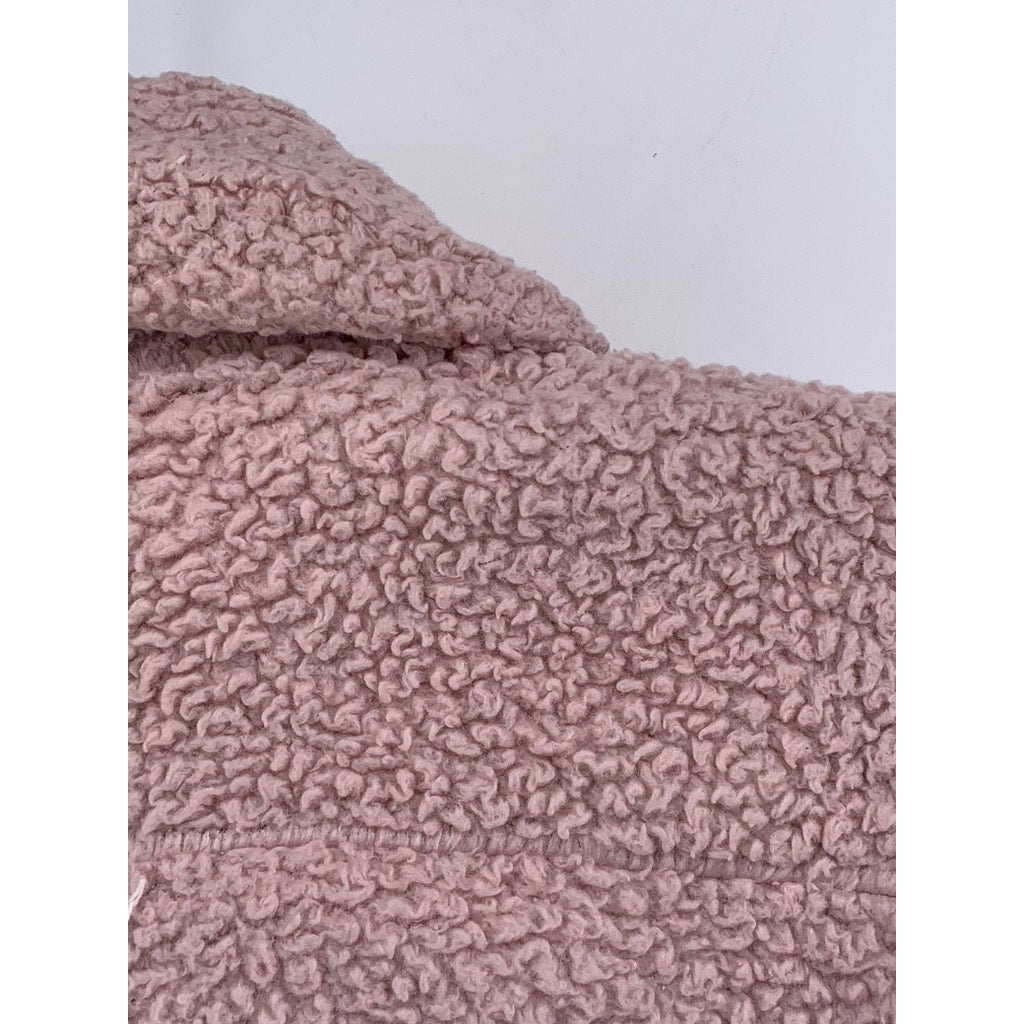 CALVIN KLEIN Women’s Pink-Black Sherpa Fleece Zip-Up Jacket SZ S