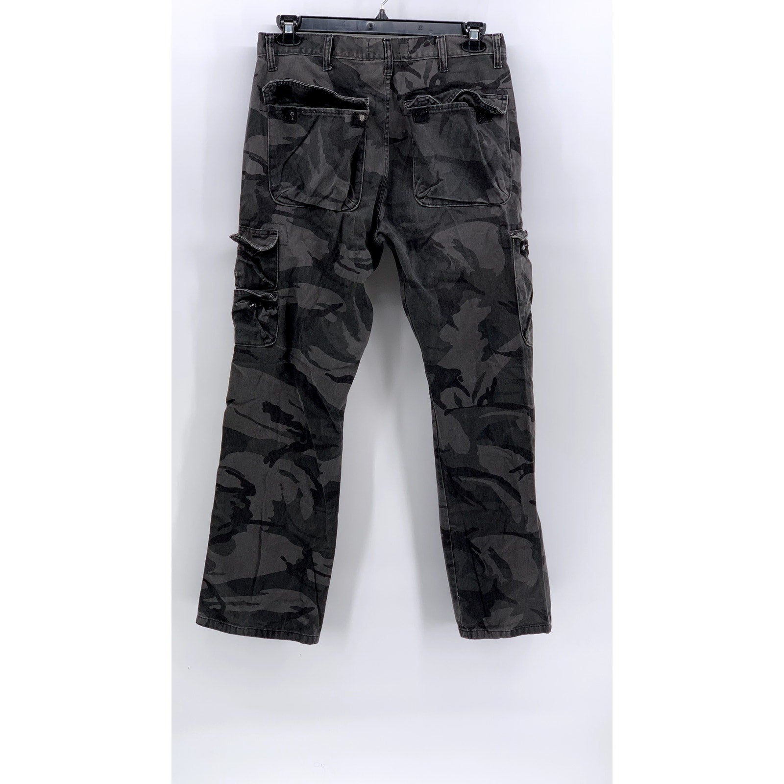 WRANGLER Men’s Charcoal Gray Camo Straight-Leg Cargo Pants SZ 34x32