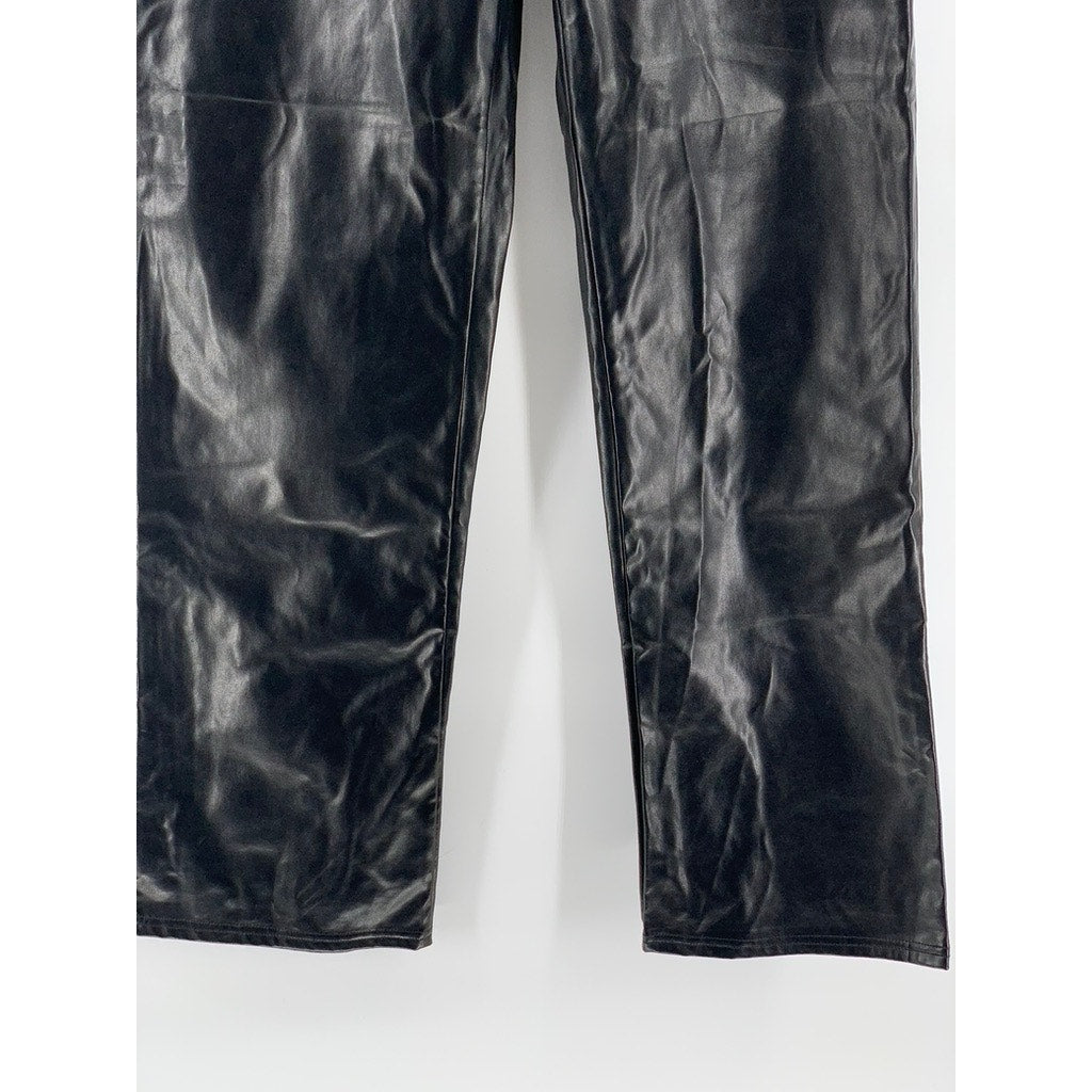 SHEIN Women's Black Faux-Leather Straight Leg Pants SZ S/Tall