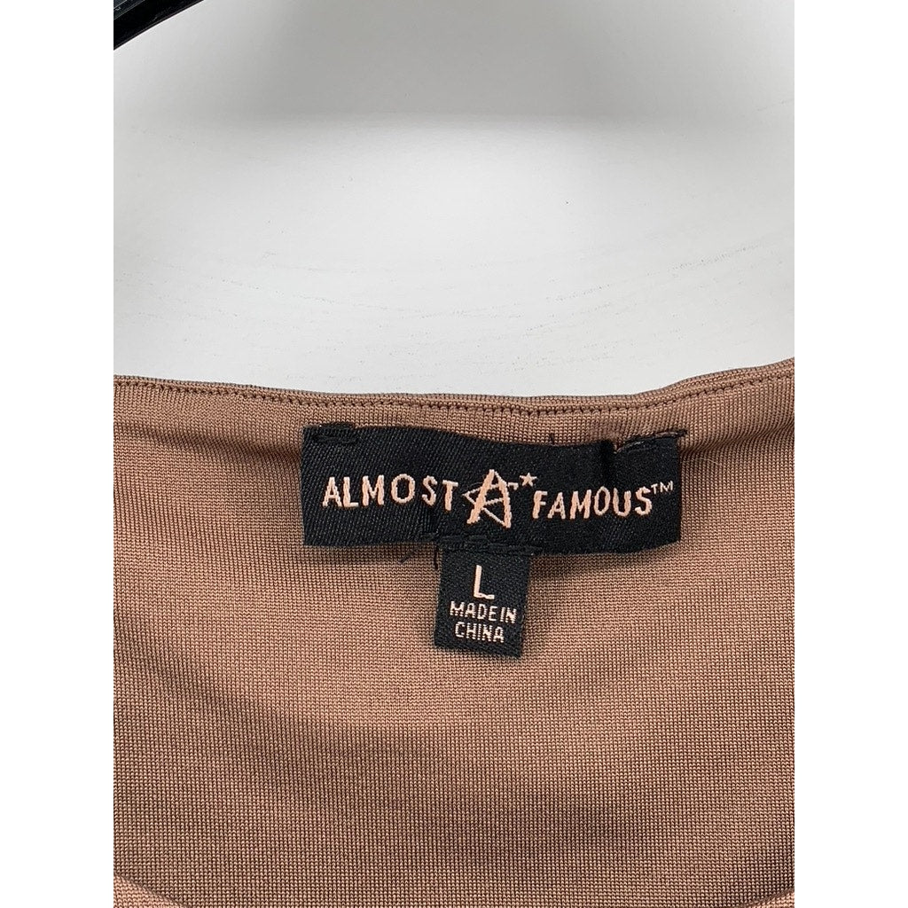 ALMOST FAMOUS Women's Brown Scoop-Neck Sleeveless Crop Top SZ L