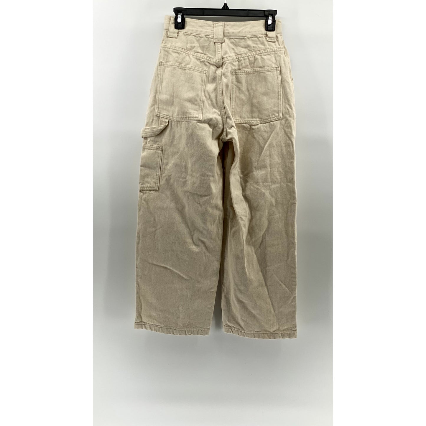 AMYWINEHOUSE Women's Beige Denim Relaxed-Fit Baggy Carpenter Pants SZ L