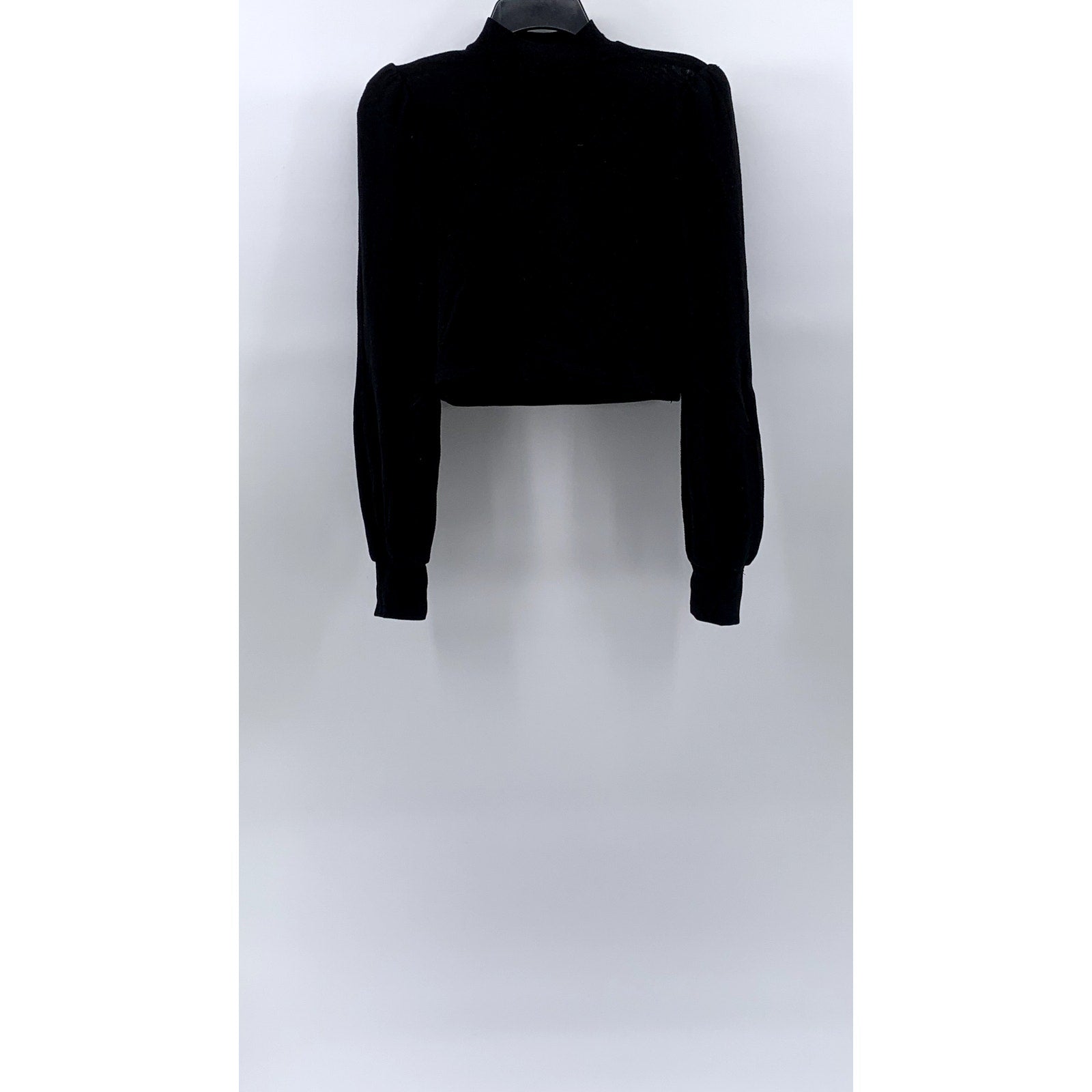 REFORMATION JEANS Women's Black Mock-Neck Long Puff Sleeve Cropped Sweater SZ XS