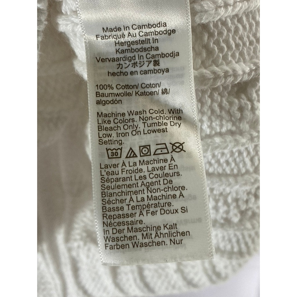 J.CREW Women's White Cable-Knit Crewneck Long Sleeve Cropped Sweater SZ M