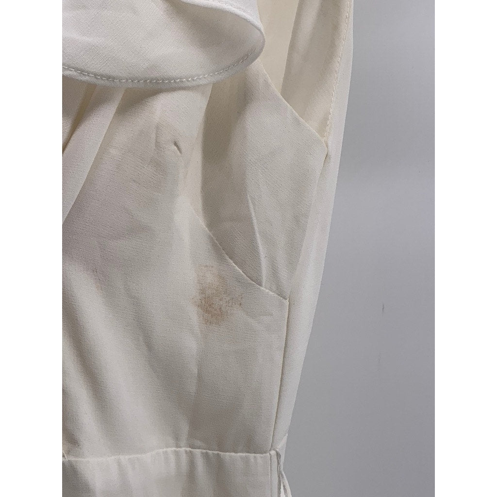 SAINTS + SECRETS Women's White Ruffle Surplice Tie-Waist A-line Mini Dress SZ S