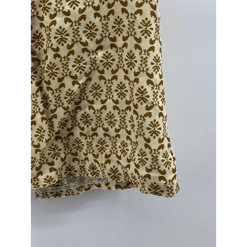 UNBRANDED Women's Tan Printed Tie-Front Sleeveless Top SZ M