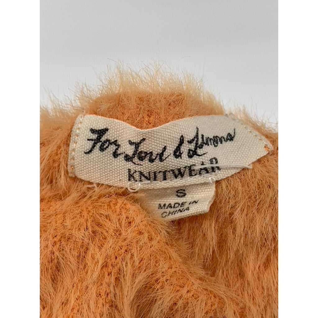 FOR LOVE & LEMONS Women's Peach Fuzzy Scoop-Neck Spaghetti Strap Crop Top SZ S