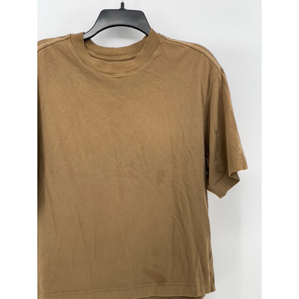 EVERLANE Women's Brown Crewneck Organic Cotton Slouch Short Sleeve Top SZ XS