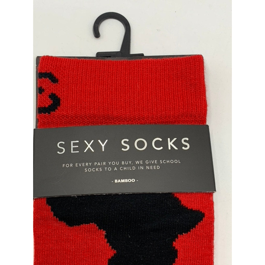SEXY SOCKS Women's Red-Yellow Printed Bamboo Crew Socks SZ OS