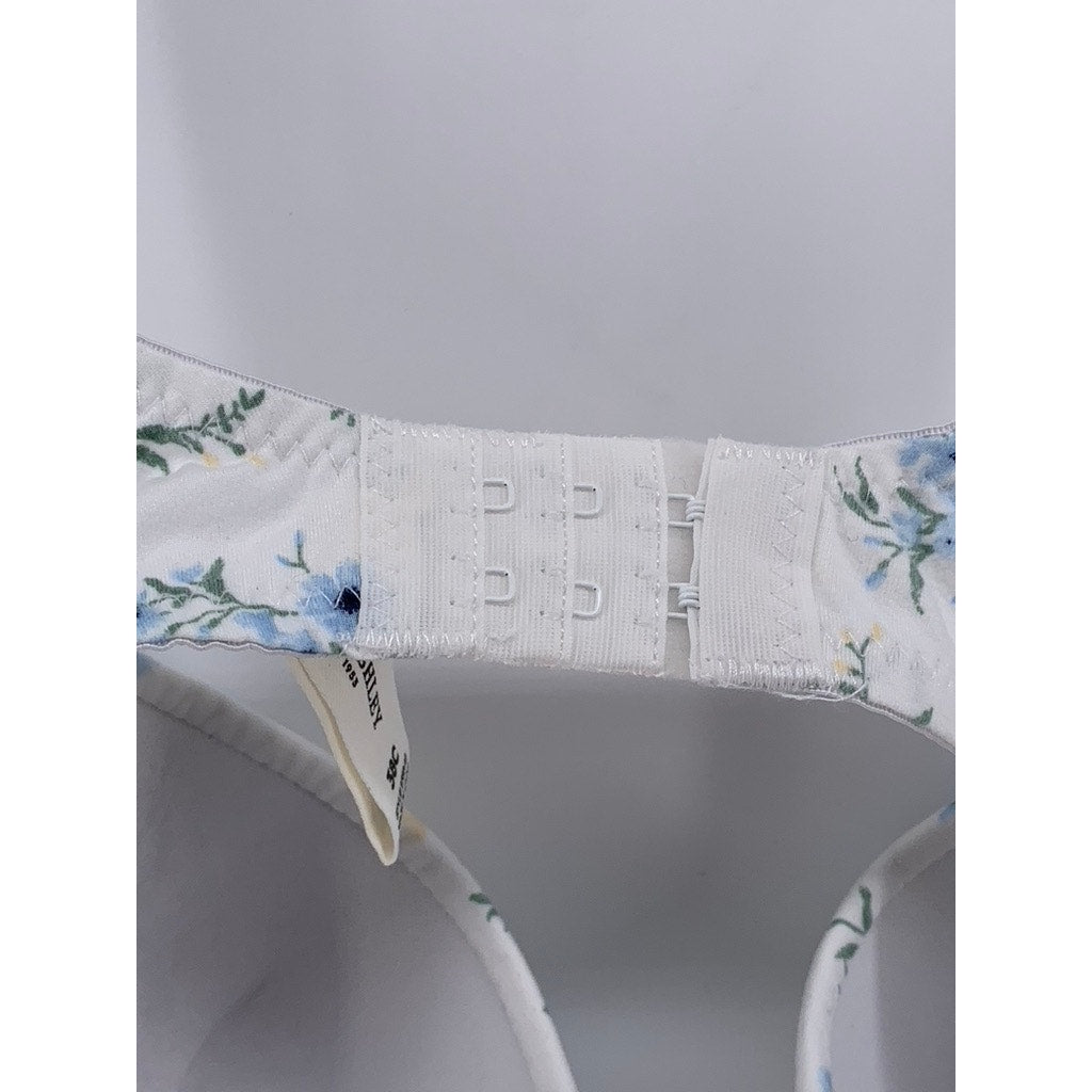 LAURA ASHLEY Women's White Floral Full Coverage Bra SZ 38C